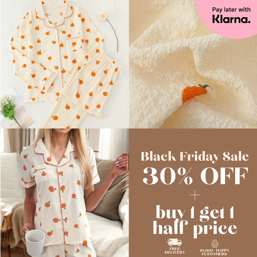 3 Piece Orange Luxury Cotton PJ Set