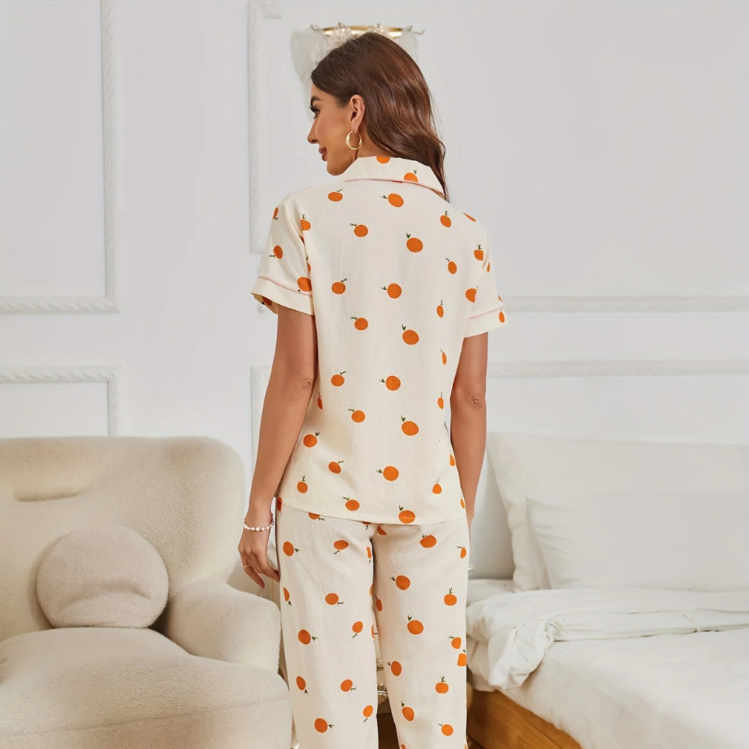 3 Piece Orange Luxury Cotton PJ Set