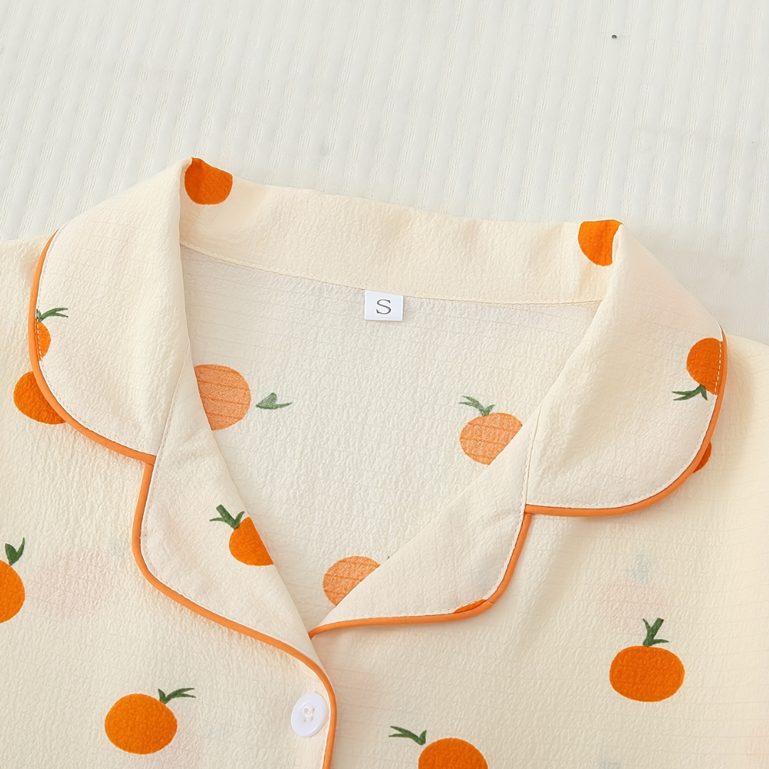 3 Piece Orange Luxury Cotton PJ Set