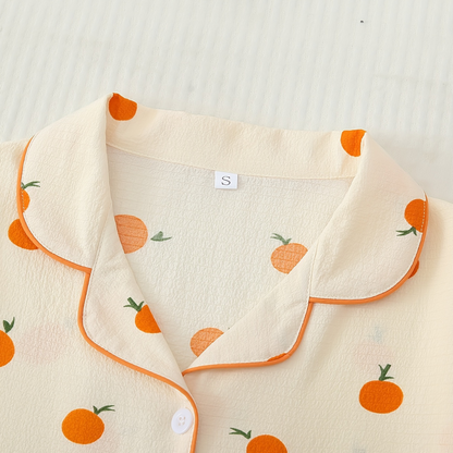 3 Piece Orange Luxury Cotton PJ Set